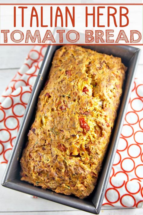 Italian Herb Tomato Bread: an easy savory quick bread starring fresh tomatoes, Italian herbs, garlic, and cheese. Bake up some summer right in your kitchen! {Bunsen Burner Bakery} #bread #quickbread #tomatobread via @bnsnbrnrbakery Savory Quick Bread, Bunsen Burner, Cheese Bread Recipe, Tomato Bread, Italian Herbs, Cheese Bake, Bread Bun, Bread Recipes Sweet, Quick Bread Recipes