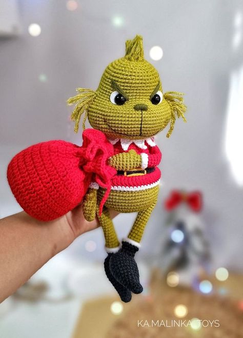 Amigurumi Grinch Free Pattern, Grinch Amigurumi Free Crochet, Crochet Grinch Pattern Free, Crochet Grinch Pattern, Grinch Crochet Pattern Free, Grinch Crochet, Crochet Grinch, Crochet Projects To Sell, Crochet Characters