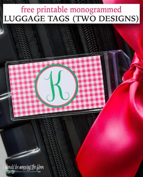 Free Printable Monogrammed Luggage Tags | Two Color Options and All Letters Available for Easy Download Free Monogram Printables, Free Travel Printables, Luggage Tags Printable, Free Printable Monogram, Spring Printables Free, Monogrammed Luggage, Free Printable Christmas Cards, Mopping The Floor, Free Thanksgiving Printables