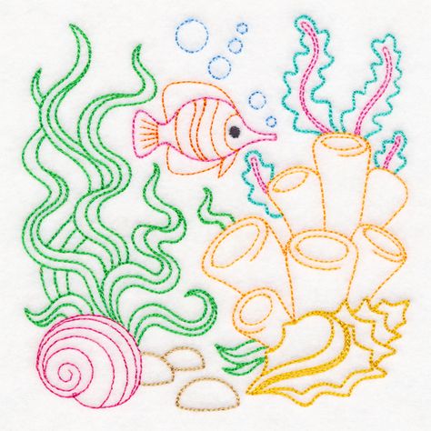 Machine Embroidery Designs at Embroidery Library! - Embroidery Library Beginner Hand Embroidery, Mermaid Embroidery, Embroidery Designs Ideas, Ocean Adventure, Amazing Embroidery, Beach Things, Embroidery Designs Machine, Sand Castles, Mermaid Under The Sea