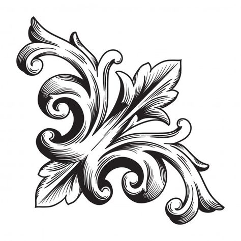 Scroll Ornament, Filigree Tattoo, Baroque Frame, Ornament Drawing, Baroque Frames, Baroque Ornament, Baroque Design, Baroque Pattern, Engraving Art