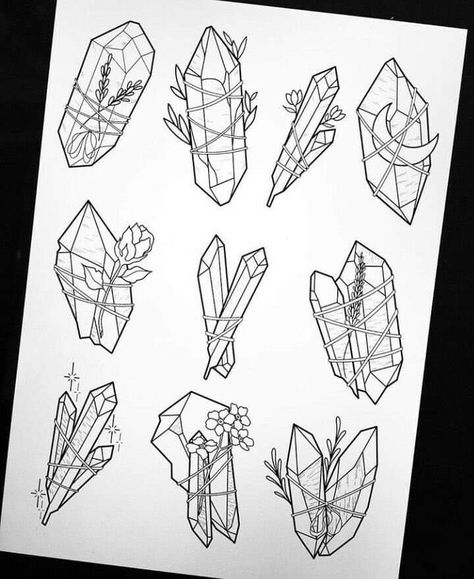 Planner Doodles, Baba Jaga, Crystal Tattoo, Crystal Drawing, Plant Tattoo, Doodle Tattoo, Drawing Tattoo, E Tattoo, Home Tattoo