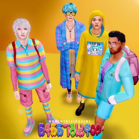 Sims 4 Weird Cc, Decora Fashion Outfits, Kawaii Clothes Boy, Sims4 Mod, Fashion In Japan, Cc Hair, Sims 4 Anime, The Sims 4 Pc, Sims 4 Cc Hair