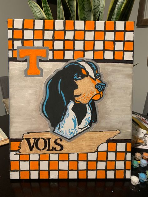 Tennessee Painting Ideas, Football Paintings, Go Vols, Tennessee Football, Painting Canvases, Tennessee Volunteers, Small Canvas Art, Small Canvas, Mountain Paintings