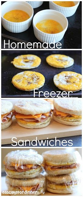 Homemade Freezer Breakfast Sandwiches Homemade Freezer Breakfast, Football Recipes, Breakfast Sandwich Recipes, Make Ahead Freezer Meals, Freezer Breakfast Sandwiches, Breakfast Prep, Freezer Breakfast, Simple Sandwiches, Breakfast Sandwiches