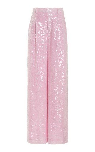 Pleated Pant, Womens Pants Design, Glitter Rosa, Sequin Pants, Neon Purple, Pink Blossom, Pink Sequin, Pleated Pants, Waist Belt