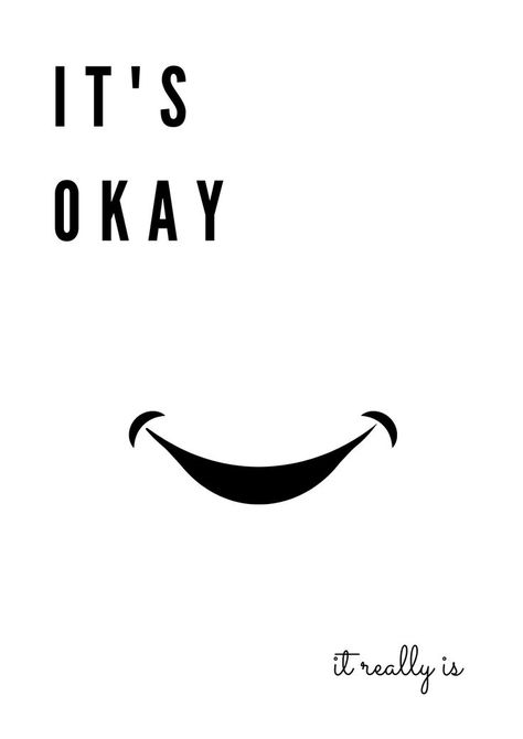 It's Okay Printable Download. This digital wall art design print for download is a perfect addition to your living room, bedroom, bathroom, office space, or any other common room. The black and white minimalistic fun style truly gives us a happy and motivation and inspirational feeling, the feeling that everything is really truly going to be okay. This quote is great for a morning mantra or an evening inspiration to calm your mind. I hope you will like this digital decor art, buy it in Etsy! Printable Wall Art Black And White, Room Wall Quotes Aesthetic, Study Room Quotes Wall Art, Aesthetic Posters For Bedroom Printable, Room Motivational Posters, Black And White Posters Printable, Bedroom Posters Printables, Bedroom Sayings Wall Art Minimalist, Everything Is Okay