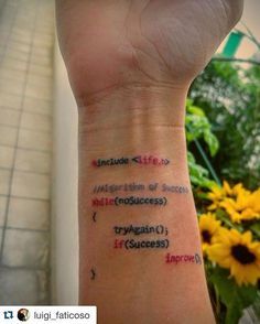 #Repost @luigi_faticoso programming tattoo! Follow @woplearncode ・・・ #algorithm… Programming Tattoo Ideas, Computer Tattoo, Chip Tattoo, Tech Tattoo, Quotes Lettering, Cyberpunk Tattoo, Geek Tattoo, Lettering Tattoo, Tree Tattoo Designs