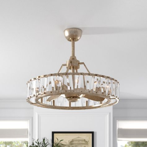 Greyleigh™ Arana 29'' Ceiling Fan with Light Kit & Reviews | Wayfair Acrylic Ceiling Fan, Chandelier Fans Ceiling Bedroom, Fandelier Ceiling Fan Living Room, Chandelier Fans Ceiling, Fandelier Ceiling Fans Bedroom, Fan Chandelier Combo, Chandelier Fans, Elegant Ceiling Fan, Fandelier Ceiling Fan