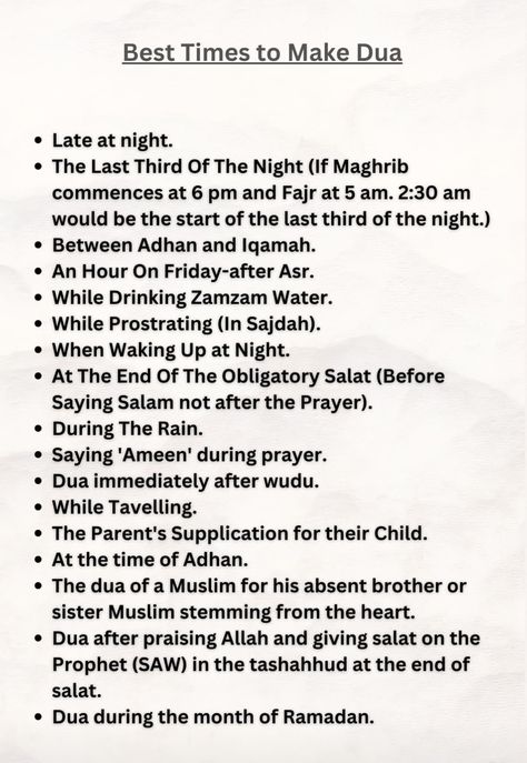 Best Times To Make Dua, Best Time To Make Dua, How To Make Dua Properly, Duas To Make, How To Make Dua, Dua List, Most Powerful Dua, Dua In Arabic, Islam Knowledge