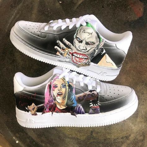 Pennywise Painting, Joker X Harley, Nike Airforce1, Nike Custom, Custom Sneakers Diy, Custom Shoes Diy, Nike Shoes Air Force, White Nike Shoes, Nike Shoes Girls