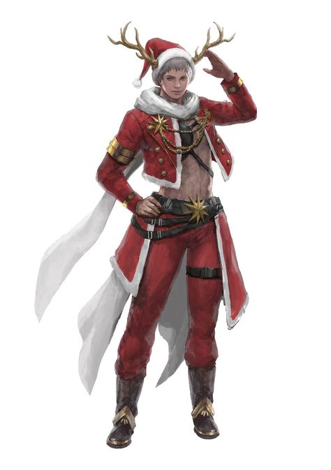 Christmas Characters Design, Christmas Fashion Men, Christmas Clothes Drawing, Dnd Commoners, Christmas Character Art, Christmas Outfit Ideas For Men, Christmas Character Design, Christmas Oc, Christmas Character Costumes