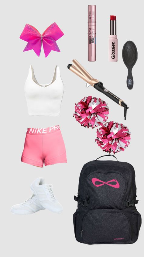 Cheerleading Outfits For Practice, Cheer Practice Outfits, Cheer Practice Wear, Cheer Backpack, Holiday Fits, Class Outfits, Cheer Bag, Cheer Workouts, Cheer Practice