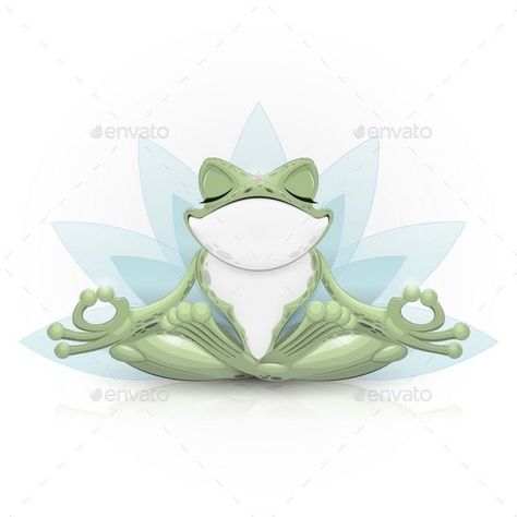 Frog Doing Yoga, Buddha Cartoon, Animals Doing Yoga, Frog Tapestry, Zen Frog, India Lifestyle, Lotus Background, Frosch Illustration, Animals Background