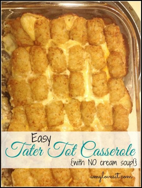 Tater_Tot_Casserole_Recipe Casserole Tater Tots, Homemade Tater Tots, Easy Tater Tot Casserole, Easy Tater Tots, Tater Tot Recipes, Cream Soup Recipes, Tater Tot Casserole Recipes, Homemade Cheese Sauce, Soup Appetizers