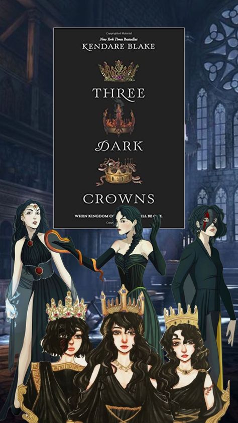 Three Dark Crowns by Kendare Blake Three Dark Crowns Aesthetic, Dark Crowns Aesthetic, Three Dark Crowns Fanart, Three Dark Crowns, Dark Crowns, Crown Aesthetic, Reading Stories, Fantasy Books, Cool Artwork