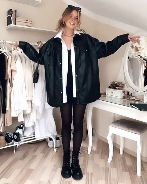 Belrose Beauty on Instagram: “Would you wear these outfits? 💕 So cute from @millanefriesen !” Black Rain Jacket Outfit, Rain Jacket Outfit, Black Shacket, October Outfits, Black Rain Jacket, Going Out Outfit, Black Rain, Jacket Outfit, Jacket Outfits