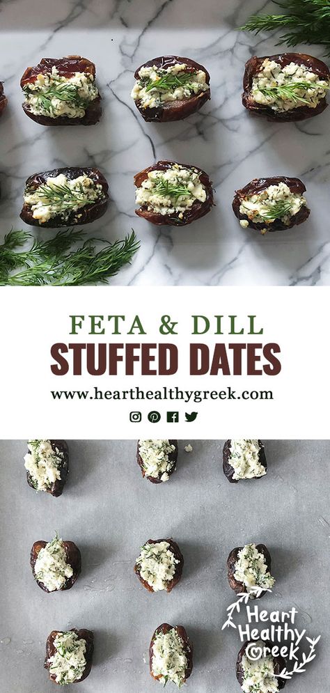 This appetizer recipe for Feta Stuffed Dates is easy to make and bursting with flavors. The sweet Medjool dates that caramelize in the oven combined with the zesty creamy feta mixture is so delicious you won’t be able to eat just one! They look super fancy but are ready in less than 20 minutes! #dates #medjooldaterecipes #stuffeddates #easyappetizers Date Recipes Medjool Stuffed, Date Recipes Savory, Dates Recipes Savory, Date Recipes Medjool Savory, Savory Stuffed Dates, Stuffed Date Recipes, Feta Stuffed Dates, Stuffed Dates Recipes, Vegetarian Apps