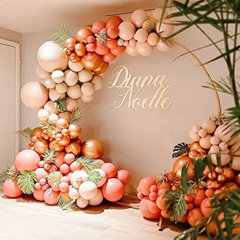 Coral Balloons Decorations, Coral Balloon Arch, Coral Party Decorations, Rose Gold Balloon Arch, Gold Balloons Decorations, Gold Balloon Arch, Easter Backdrop, Elegant Party Decorations, Graduation Party Backdrops