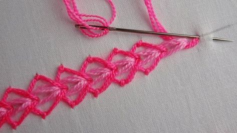 Double Chain Stitch, Basic Hand Embroidery, Simple Embroidery Designs, Ideas Embroidery, Hand Embroidery Patterns Flowers, Hand Embroidery Tutorial, Embroidery Stitches Tutorial, Embroidery Videos, Sewing Stitches