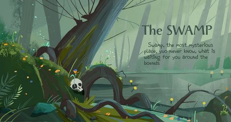 ArtStation - The Swamp 2d Background, Small Town Mystery, Children's Book Layout, Ariana Grande Anime, 2d Game Art, Adventure Art, Book Illustration Art, 3d Interior, Big Art