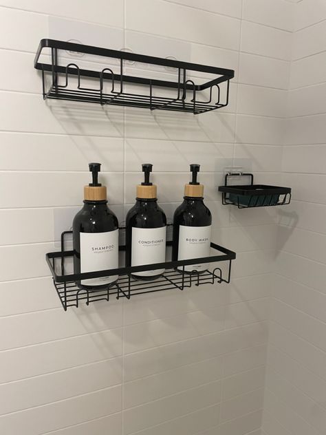 Posyla Shower Caddy, Bathroom Shower Organizers, Black Shower Shelves for Inside Shower with Soap Caddy & Toothbrush Holder, Stainless Steel Wall Rack Baskets Adhesives Mounted(5 PCS) Bathroom Shower Caddy, Shower Storage Ideas, Shower Organizers, Bathroom Shower Shelves, Shower Shampoo Holder, Shampoo And Conditioner Bottles, Bathroom Shower Organization, Standing Shower, Toothbrush Holder Wall