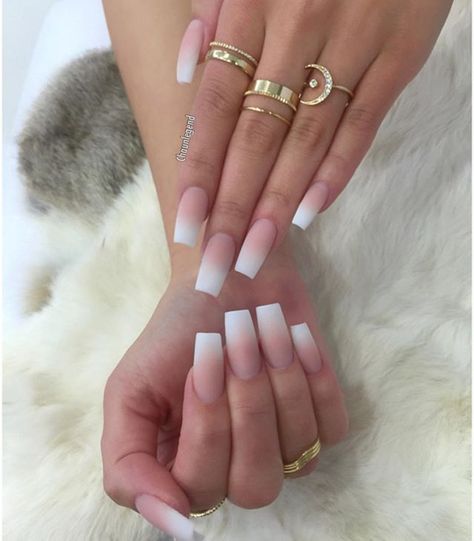 Matte ombres using @youngnailsinc Cover pink and White Acrylic White Tip Acrylic Nails, Ombre Nail Design, French Manicure Acrylic Nails, French Fade, Ombre Acrylic Nails, Matte Nails Design, White Acrylic Nails, Nail Polish Trends, Acrylic Nails Coffin