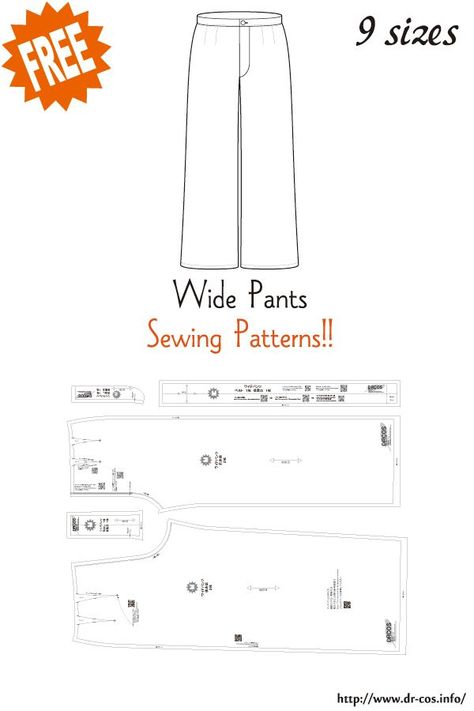 Men Pants Pattern, Diy Pants, Trouser Pattern, Japanese Sewing Patterns, Sewing Collars, Sewing Templates, Sewing Pants, Cute Sewing Projects, Free Sewing Patterns