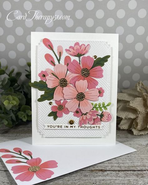 Floral Cards Handmade, Be Bold Blooms, Flower Cards Handmade, Bette Manning, Card Making Flowers, You're In My Thoughts, Flower Dies, Hanging Craft Ideas, Spellbinders Dies