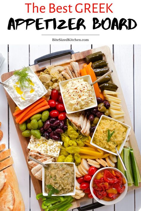 Greek Charcuterie Board, Greek Meze Platter, Greek Dips, Spreads And Dips, Greek Appetizer, Greek Meze, Meze Platter, Appetizer Board, Football Appetizers