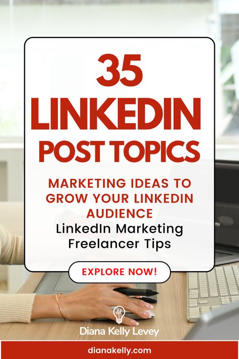 Looking to boost your success as a freelancer on LinkedIn? Imagine effortlessly enhancing your LinkedIn presence, saving precious time on post creation, and showcasing your writing prowess to a broader audience, including potential clients who want to hire you for your writing skills. Download the LinkedIn posts templates and LinkedIn ideas guide now and get suggestions for 35 post topics to start scheduling out. Linkedin Ideas, Linkedin Post, Linkedin Tips, Freelance Writing, Post Templates, Marketing Ideas, Writing Skills, Full Time, Writing Tips