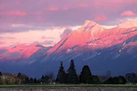 Lady Photo, Sunset Landscape Photography, Pink Mountains, Far Side, Mountain Sunset, Pretty Landscapes, Pink Sunset, Pink Lady, The Far Side