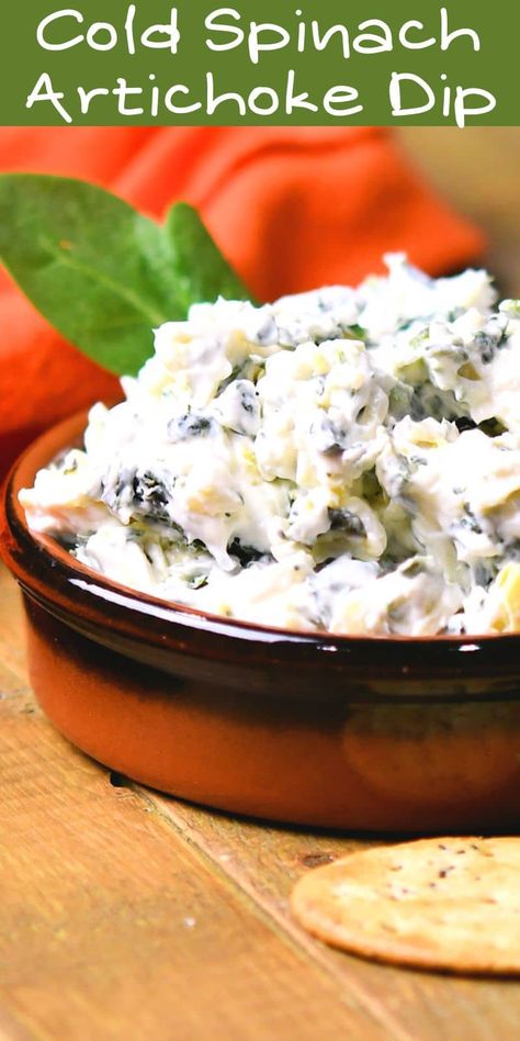 This creamy Cold Spinach Artichoke dip recipe is a popular appetizer or snack, often served with crackers, chips or bread. Eat it hot or cold. If you love the Walmart dip but can't get to Walmart, this is your chance to make this delicious dip easily at home. Cold Spinach Artichoke Dip, The Best Spinach Artichoke Dip, Spinach Artichoke Dip Easy, Best Spinach Artichoke Dip, Dip Recipes Hot, One Bite Appetizers, Buns In My Oven, Spinach Artichoke Dip Recipe, Artichoke Dip Recipe