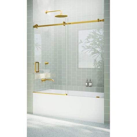 Glass Warehouse Astro 56 in. - 60 in. x 60 in. Frameless Sliding Bathtub Door & Reviews - Wayfair Canada Bathroom Tub Doors, Glass Shower Tub, Tub With Glass Door, Cleaning Shower Glass, Bathtub Enclosures, Bathtub Doors, Tub Doors, Tub Shower Doors, Sliding Shower Door