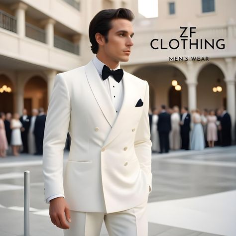 White Coat Pant For Men Suits Wedding, All White Suit Men Wedding, Double Breasted White Tuxedo, Double Breasted White Suit, All White Suit For Men Wedding, White Coat Pant For Men, Colored Tuxedo Wedding, White Tuxedo For Men Wedding, White Suit For Wedding