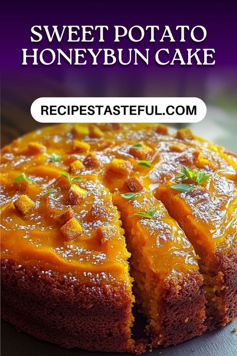 A delightful blend of sweet potatoes and warm spices, this Sweet Potato Honeybun Cake is moist, flavorful, and topped with a rich brown sugar glaze. Perfect for any occasion! Sweet Potato Honey Bun Cake Recipe, Sweet Potato Layer Cake Recipe, Sweet Potato Honey Bun Cake, Sweet Potato Dessert Healthy, Sweet Potato Bundt Cake Recipe, Sweet Potato Dessert Recipes, Honeybun Cake, Sweet Potato Cake Recipe, Sweet Potato Pound Cake