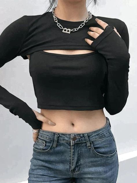 2023 Buy Black Cami Top & Long Sleeve Bolero Set under US$22 in Tops&Tees Online Store. Free Shipping with US$69+. Check reviews and buy it today. Style: Casual/Street/Y2K/Punk/Sweet/Sexy Fabric Content: Cotton, Spandex Fit Type: Slim fit #y2k #retro #aesthetic #backtoschool #backtoschooloutfits #firstdayofschooloutfit #spring #summer #summerstyle #streetstyle #outfits #ootd #trendyoutfits #fashionista #casualoutfits #crop #cropped #longsleeve Black Bolero Outfit, Sleeve Bolero, Bolero Top, Street Y2k, Black Cami Top, Black Cami, Y2k Punk, Generation Z, Black Camis