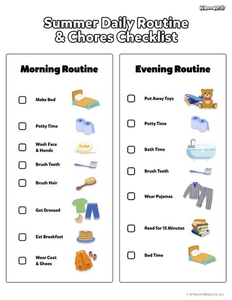 Keep summer days fun and organized with this easy-to-follow Daily Routine & Chores Checklist for Kids! From morning routines to bedtime tasks, teach responsibility while making memories. 📋🌿 #SummerFun #KidsChores #DailyRoutine #ParentingTips Kid Chores, Chores Checklist, Kids Summer Schedule, Sahm Schedule, Chores For Kids By Age, Checklist For Kids, Chore Checklist, Room Cleaning, Toddler Schedule