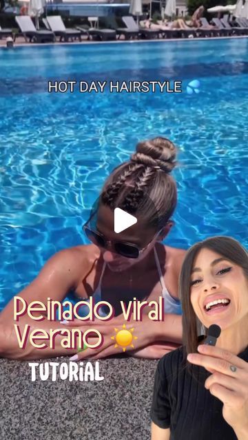 Araceli Gonzalez on Instagram: "Peinado Viral para este veranito! ☀️💦•Tutorial• 
Muy fácil de hacer!!!! 
No olvides guardarlo! 💖

#hairtutorial #peinado #hair #hairstyle #summer #peinados #tutorial #tutorialhair #peinadofacil #verano #beauty #belleza #hairideas #hairstyles #trenzas #style #cute" Easy Pool Hairstyles For Long Hair, Hair For Pool Day Summer, Hairstyle For Swimming Pools, Hair Styles For Swimming Pools Hair Styles, Hair Styles For The Pool Easy, Hot Days, Belleza Natural, Hair Styles, Hair