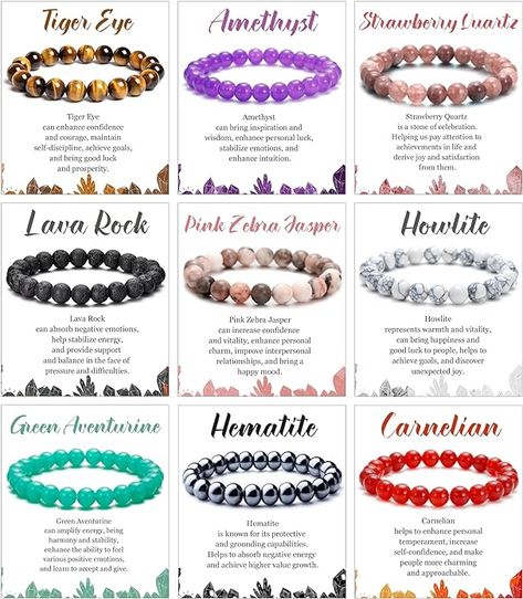 Amazon.com: COLOYAN 9PCS Healing Crystal Bracelets Semi-Precious Gemstones Beaded Bracelets 8mm Natural Stone Stretch Bracelet for Women Men: Clothing, Shoes & Jewelry