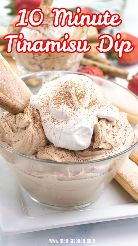 Tiramisu Dip Easy, Tiramisu Dip Recipes, Tiramisu Sauce, Tiramisu Filling Recipe, Dessert Dips Recipes, Tiramisu Dip, Tiramisu Parfait, Holiday Dips, Sweet Appetizer