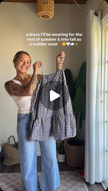 Amber | comfy AND cute style for moms 🌸 on Instagram: "the cutest little gingham dress! You already know I have shorts underneath so I can chase these wild bbs without flashing the world lol
But I cannot wait to wear this with a cozy cardigan or a denim jacket! 

Comment DRESS for the link to be sent straight to your inbox💌

I’m wearing a large bc I wanted it to be long enough! 
I’m 153 lbs, in between Medium & Large & 8/10. 5’ 4”

All links are Affiliate links!" Toddler Mom, Cozy Cardigan, Cute Style, Gingham Dress, Affiliate Links, The Cutest, Gingham, Amber, Denim Jacket