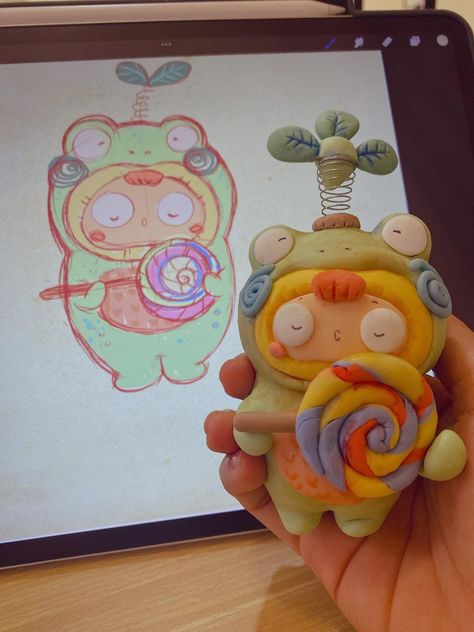 Design Ideas Drawing, Toys Design, Art Toys Design, Journal Idea, Diy Air Dry Clay, Clay Diy Projects, Toy Design, Clay Crafts Air Dry, Pottery Crafts