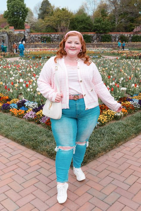 A plus size sightseeing outfit for touring the Biltmore Estate gardens in springtime Biltmore Estate Outfit, Plus Size Spring Outfits, Sightseeing Outfit, With Wonder And Whimsy, Estate Gardens, The Biltmore Estate, Wonder And Whimsy, Week Outfits, Plus Size Looks