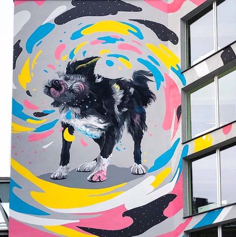 in Kaunas, Lithuania, 2019 Dog Grooming Paintings, Dog Mural Wall Art, Pet Mural, Dog Mural, Dog Grooming Salon Decor, Dog Room Design, Pet Grooming Shop, Pet Store Design, Pet Store Ideas