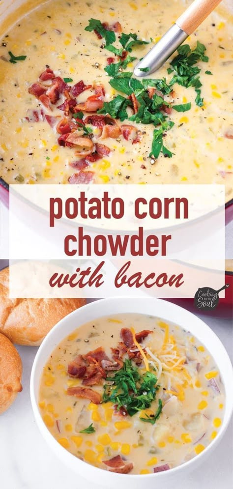 Ham And Corn Chowder, Corn Chowder With Ham, Potato And Corn Chowder, Ham Chowder, Thanksgiving Ham, Soup Fall, Potato Corn Chowder, Leftover Thanksgiving, Ham Potato