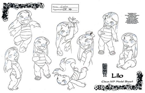 Lilo and Stitch model sheet Lilo And Stitch 2002, Lilo Und Stitch, Stitch Character, Character Model Sheet, Disney Concept Art, Disney Sketches, Character Design Sketches, Walt Disney Animation, Walt Disney Animation Studios