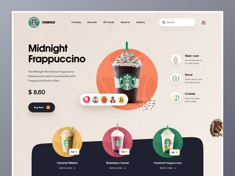 Starbucks Website, Starbucks Png, การออกแบบ Ui Ux, Restaurant Website Design, Food Web Design, Website Concept, Restaurant Website, Ui Design Website, Webpage Design