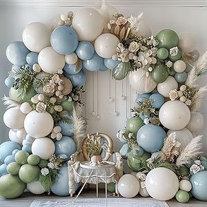 Blue Safari Baby Shower Boy, Blue Green Baby Shower Ideas, Green And Blue Baby Shower Ideas, Blue And Green Baby Shower Ideas, Green Baby Shower Ideas, March Baby Shower, Green Balloon Garland, Teddy Bear Baby Shower Theme, Safari Baby Shower Boy