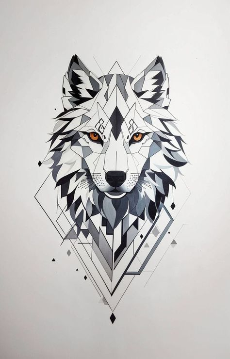 Wolf Abstract Tattoo, Wolf Silhouette Tattoo Design, Minimalist Geometric Tattoo, Arm Cover Up Tattoos, Animal Stencil Art, Geometric Wolf Tattoo, Buddha Canvas Art, Geometric Animal Tattoo, Abstract Wolf